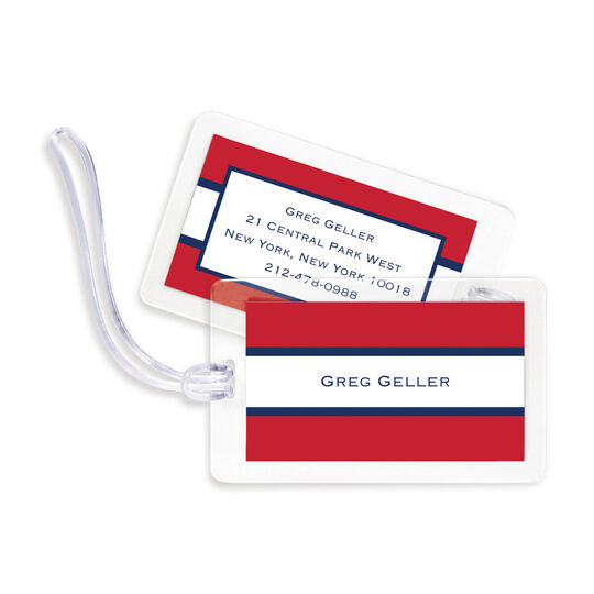 Red and Navy Stripe Luggage Tags